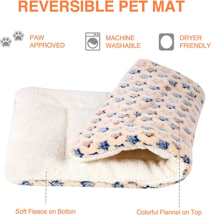 Dog Crate Pad Bed Ultra Soft Pet Mat Star Print Brown 23 X18 Inch | Washable Crate Mat for Small Medium Large Dogs, Reversible Fleece Dog Crate Kennel Mat Flat Cat Bed Liner