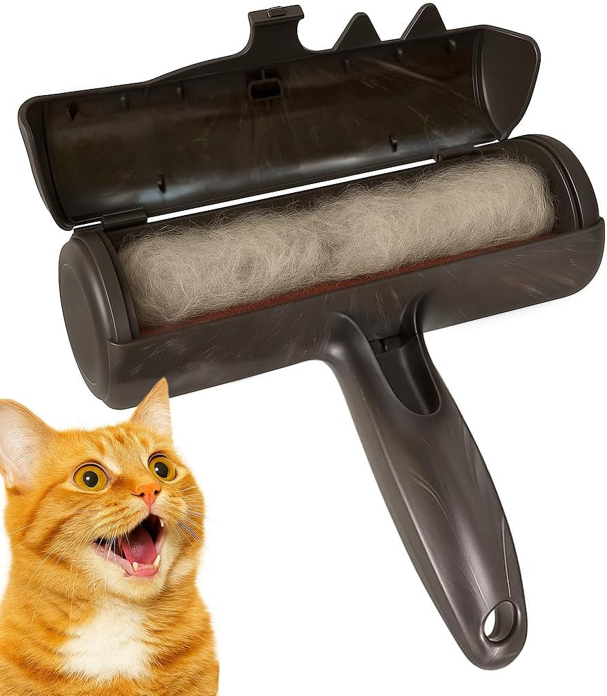 Effortless Pet Hair Removal - Self-Cleaning Lint Roller for Furniture, Carpets & Clothing - Perfect for Dogs & Cats - Stylish Grey Design