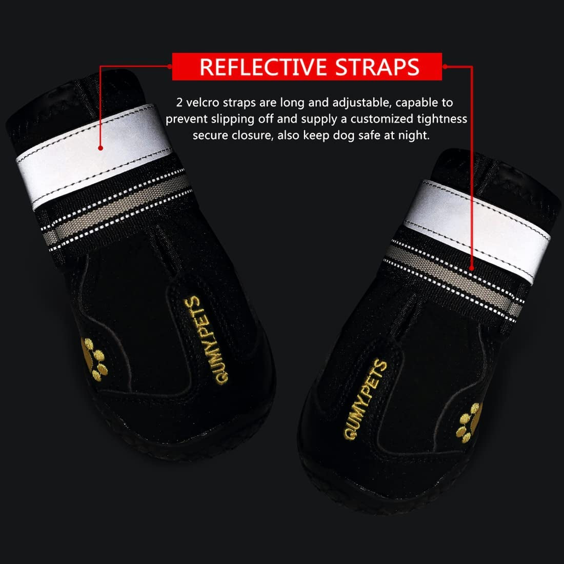 Dog Shoes for Hot Pavement, Dog Snow Boots & Paw Protectors for Winter | Dog Booties Medium Large Size Dogs, Water-Resistant in the Rain, Outdoor Walking, Indoor Hardfloors Skid-Resistant Sole Black