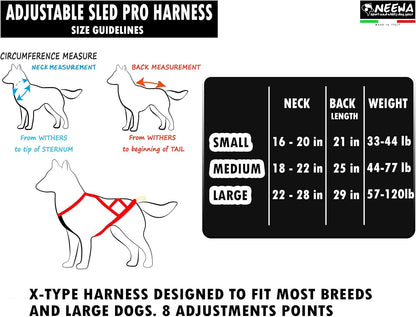 Adjustable Sled Pro Harness (Large, Pink), Dog Harness for Large Breeds, Giant Dogs, Sled Pulling