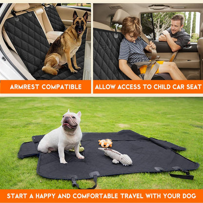 Premium Waterproof Dog Car Seat Cover - Durable Back Seat Protector for Cars, SUVs, and Trucks (53” Width) - Fits Middle Armrest - Black