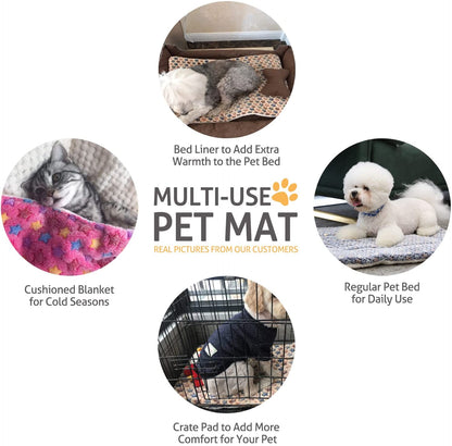 Dog Crate Pad Bed Ultra Soft Pet Mat Star Print Brown 23 X18 Inch | Washable Crate Mat for Small Medium Large Dogs, Reversible Fleece Dog Crate Kennel Mat Flat Cat Bed Liner