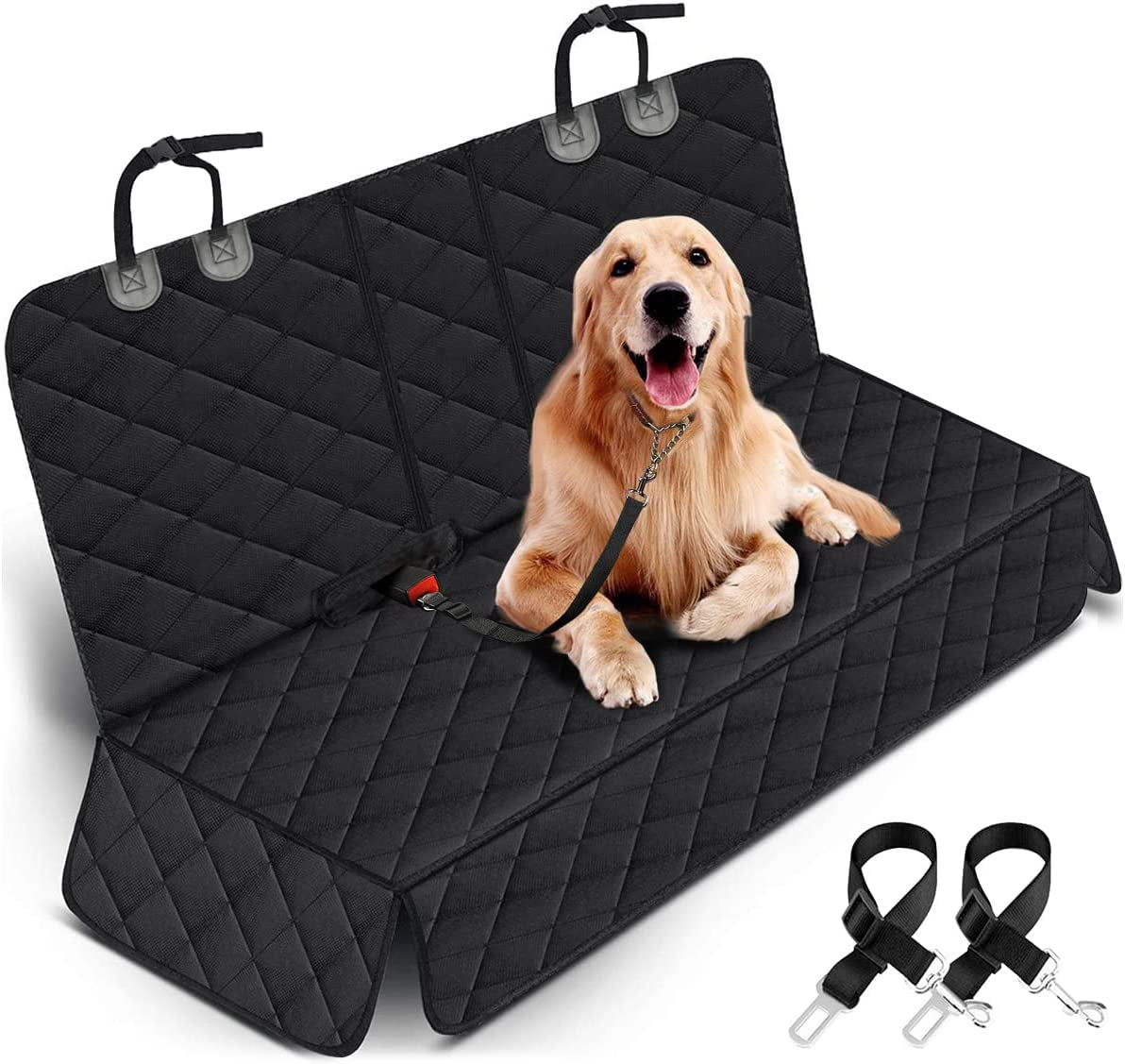 Premium Waterproof Dog Car Seat Cover - Durable Back Seat Protector for Cars, SUVs, and Trucks (53” Width) - Fits Middle Armrest - Black