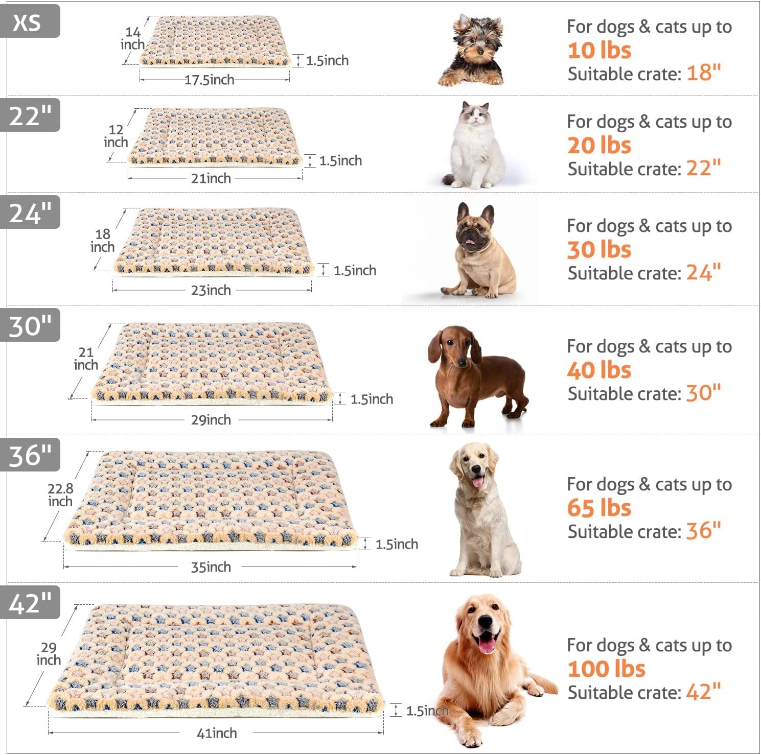 Dog Crate Pad Bed Ultra Soft Pet Mat Star Print Brown 23 X18 Inch | Washable Crate Mat for Small Medium Large Dogs, Reversible Fleece Dog Crate Kennel Mat Flat Cat Bed Liner